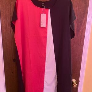 Dress or tunic - pink white black pull over